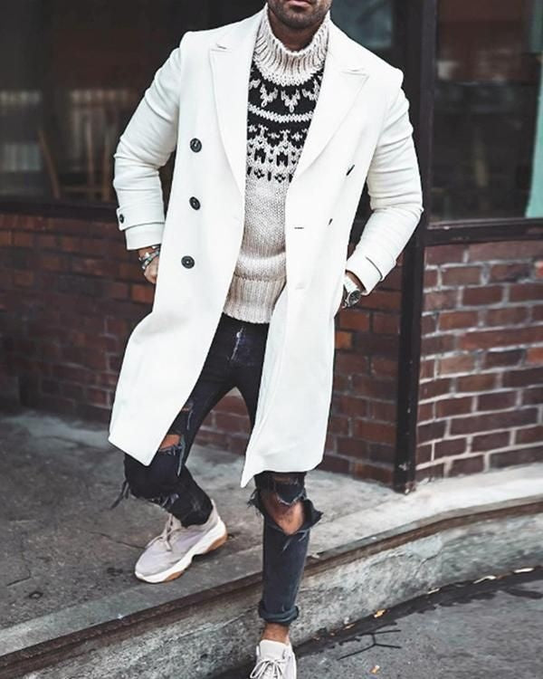 Coat Men's Long Woolen Coat