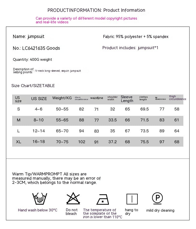 Sequined Jumpsuit Women's Tight Triangle Jumpsuit Women