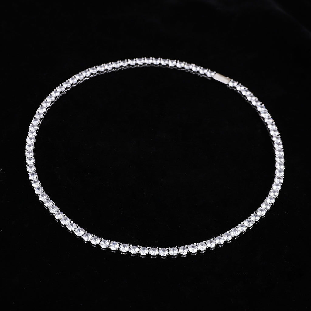 4mm Zircon Tennis Necklace Men And Women Couple Light Luxury Fashionista Accessories All-match Necklace