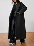 Coat Fashion Long Sleeve Lapel Long wool  Coat For women