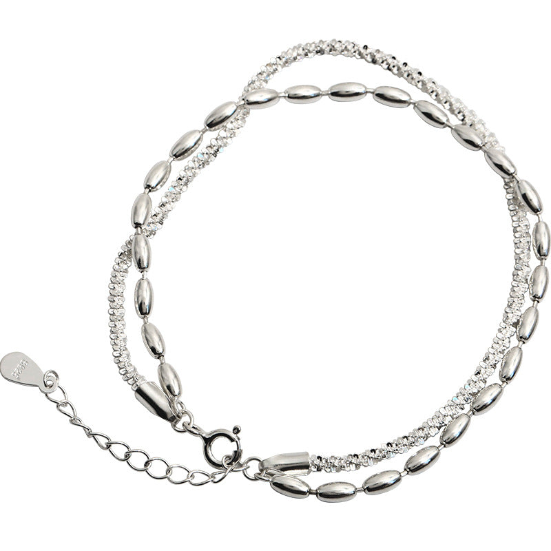 925 Silver Bracelet Starry Rice Grain Double-layer Bracelet Sparkling Light Luxury High-grade Sense Female Accessories