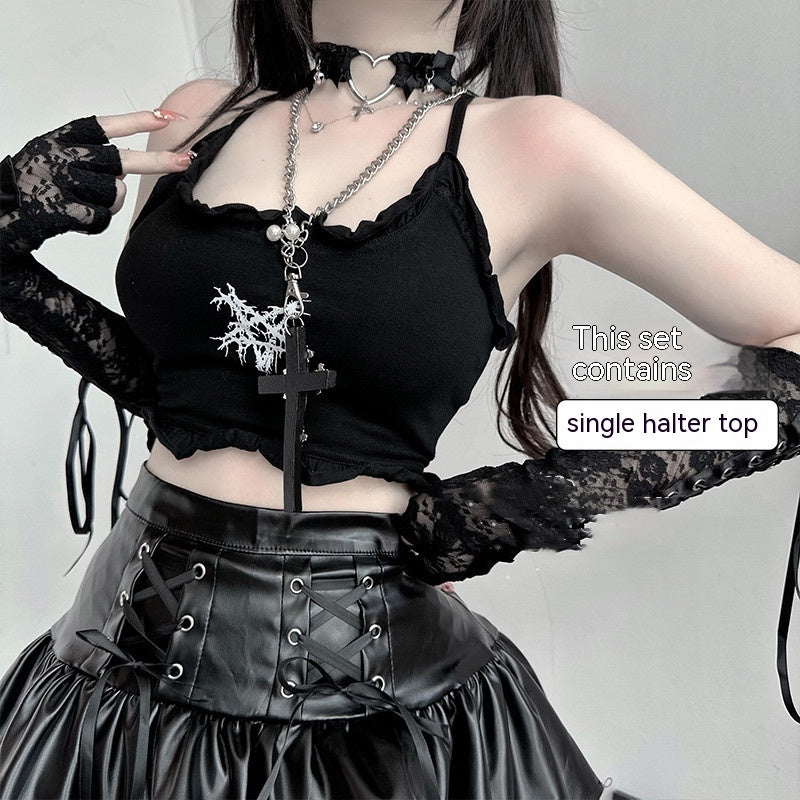 Lacquer Leather Short Skirt Set