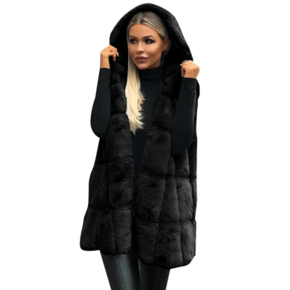 Hooded fur vest